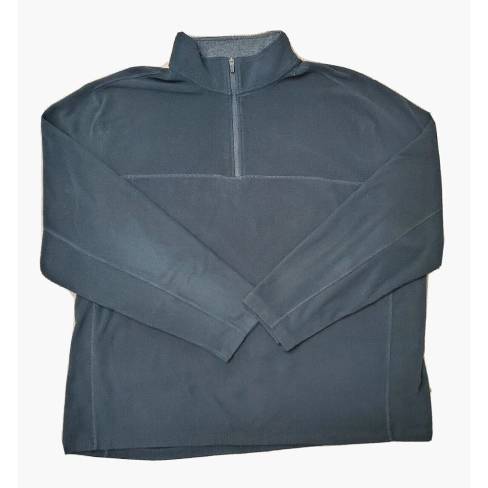 Lands' End Men's Tall 3XL (54-56) Black Fleece Jacket High Neck Pullover 1/4 Zip